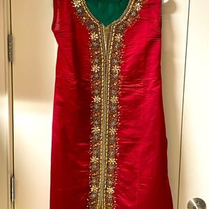 Salwar party wear - red and green